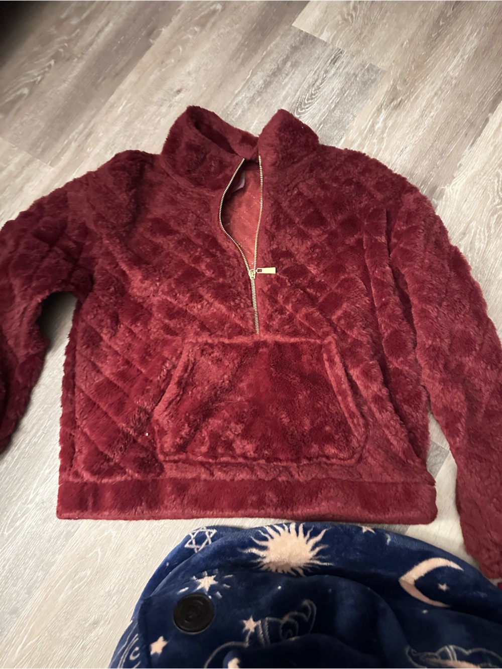 Plush Quilted Maroon Zip-Front Jacket